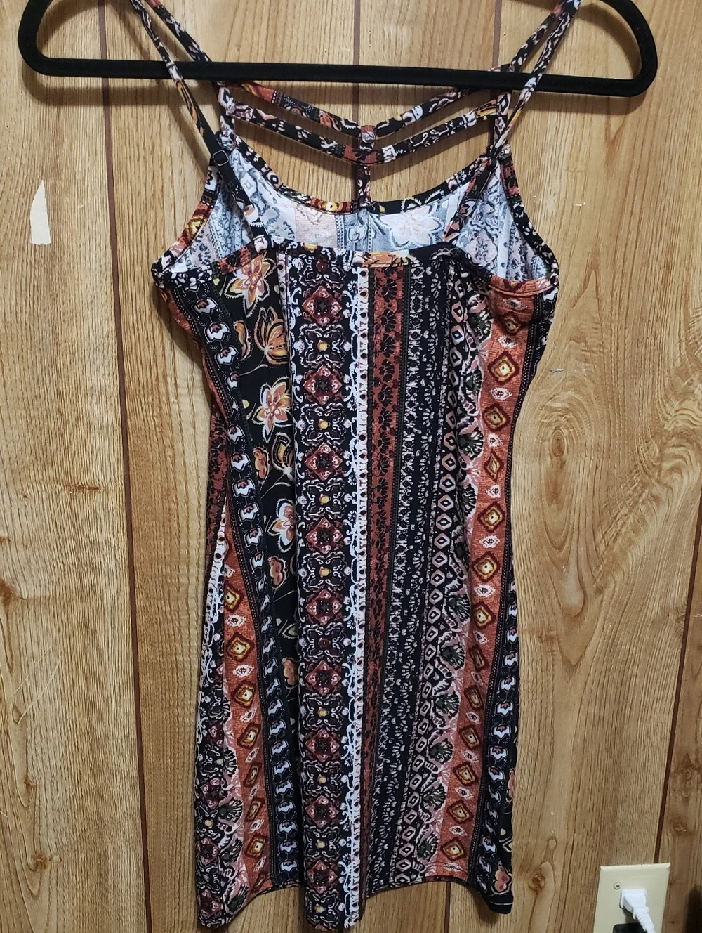 Floral Colorblock print mini spaghetti strap dress Sm Derek Heart Strappy Neck - Picture 2 of 7